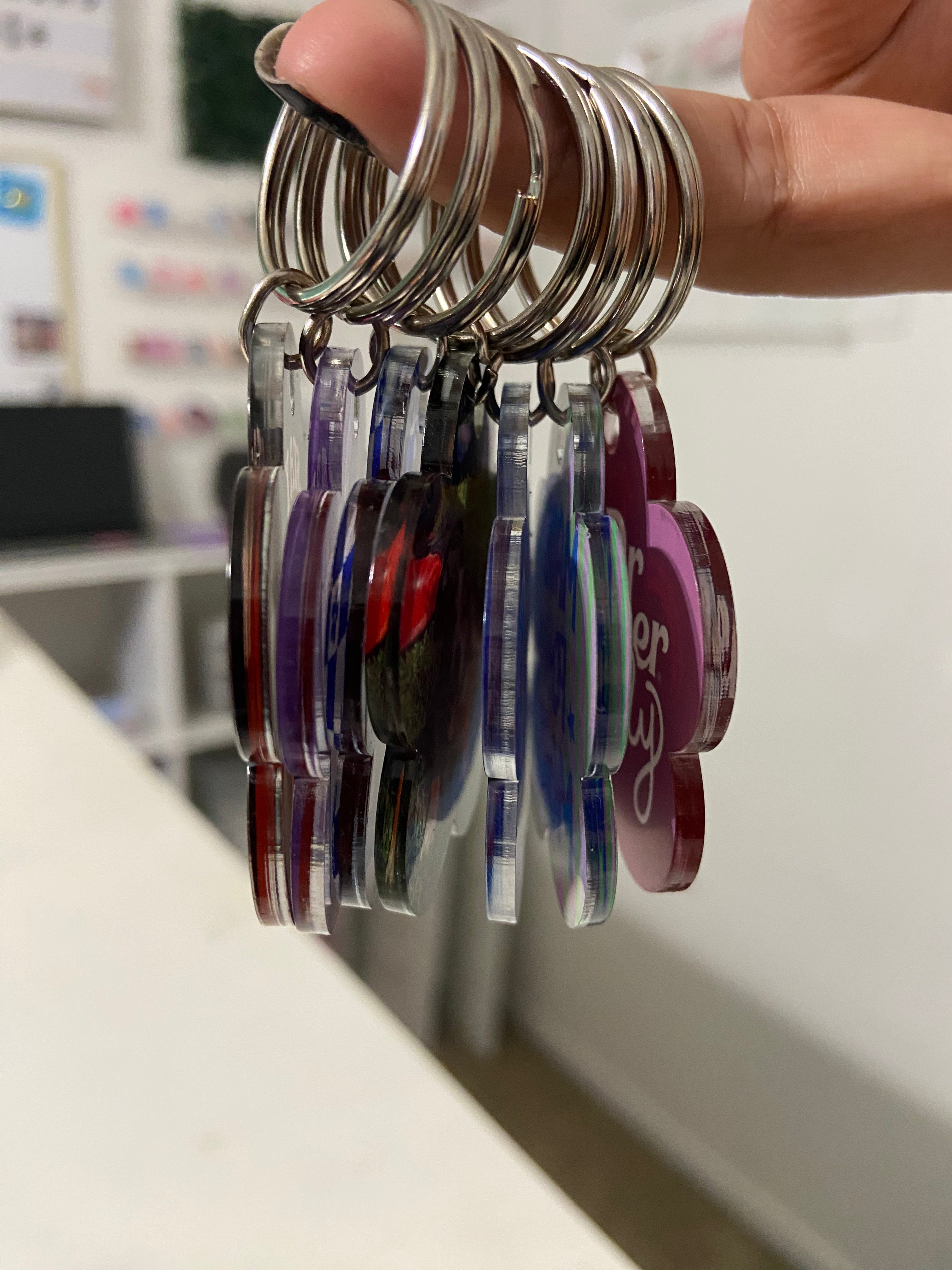 Custom Photo Acrylic Keychain Flower Shape