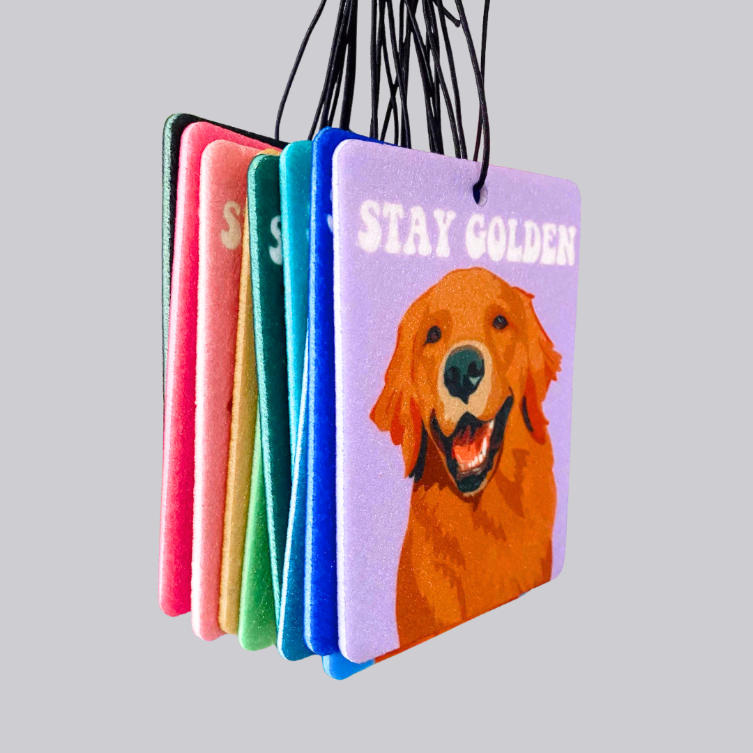 Stay Golden Golden Retriever Hanging Car Air Freshener