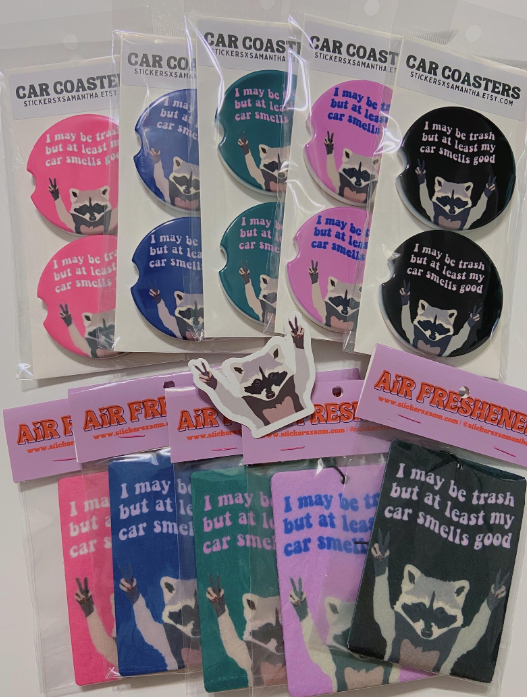 Racoon Ceramic Car Coasters
