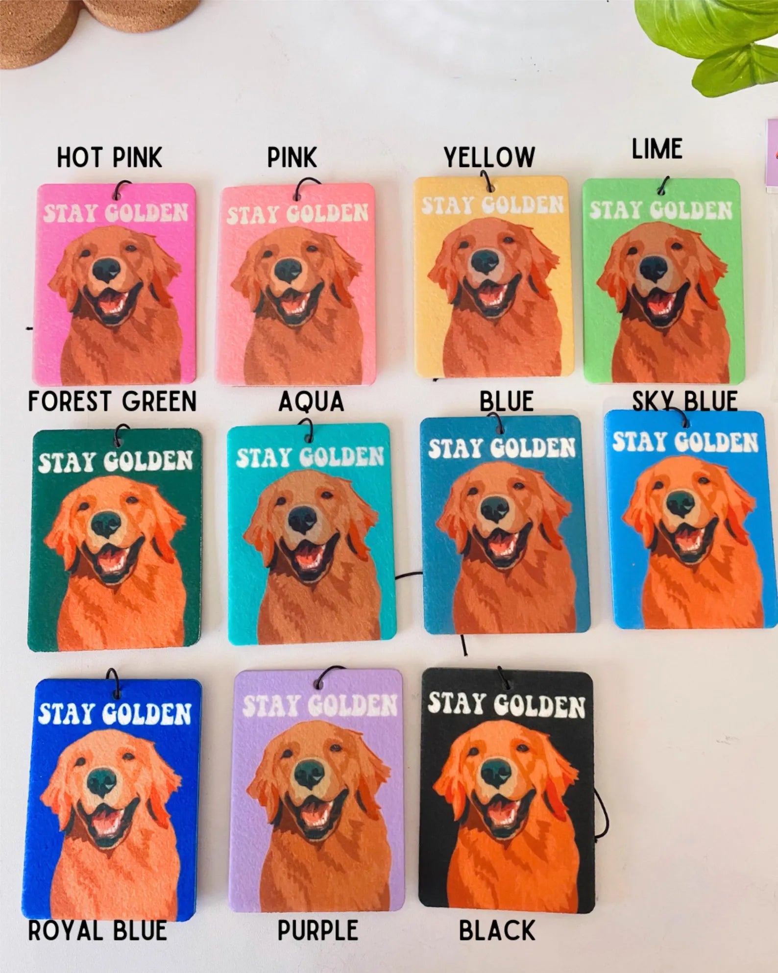 Stay Golden Golden Retriever Hanging Car Air Freshener