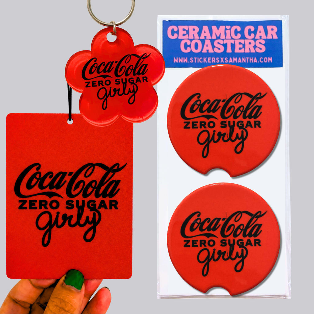 Coke Zero Soda Girly Car Accessory Bundle