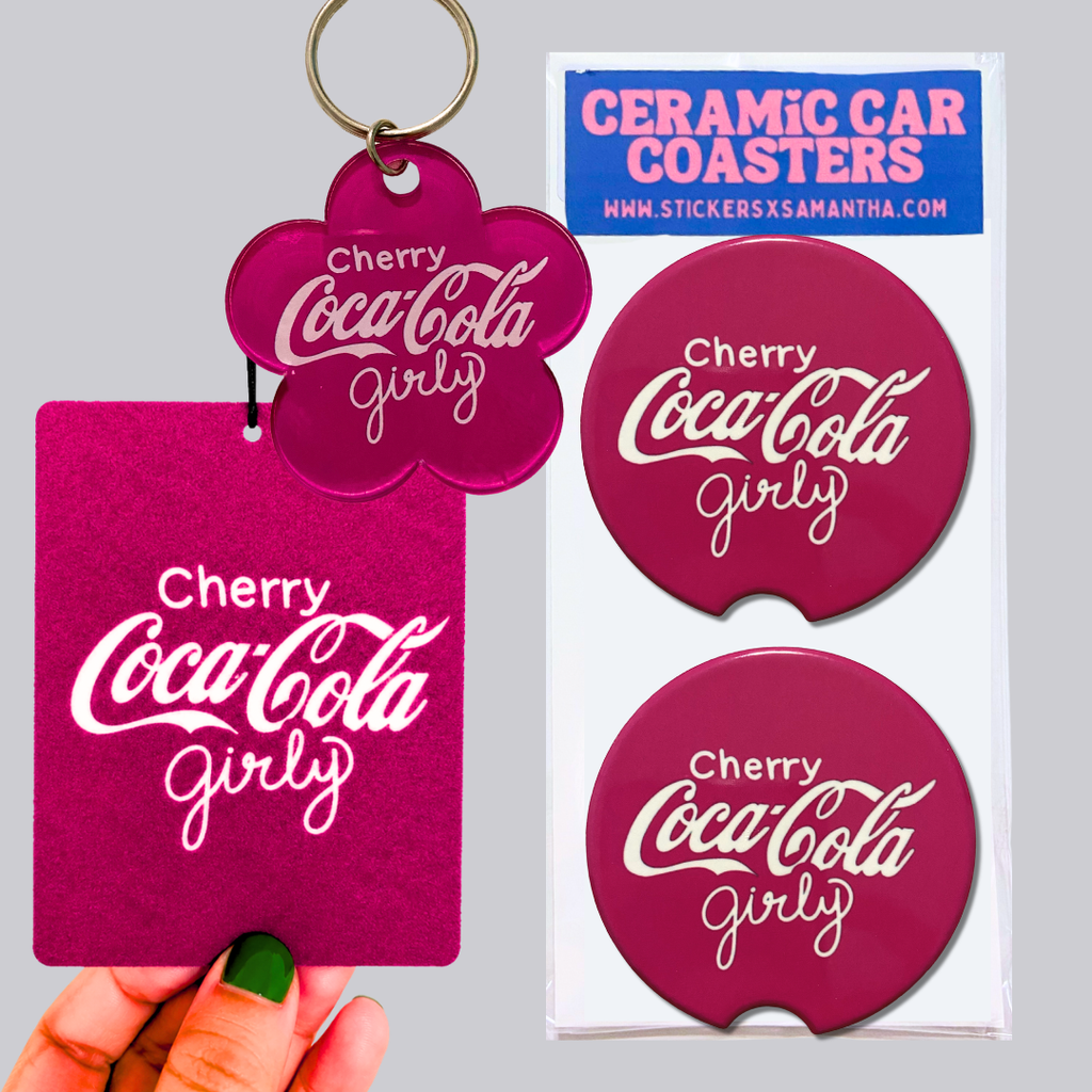Cherry Soda Girly Car Accessory Bundle