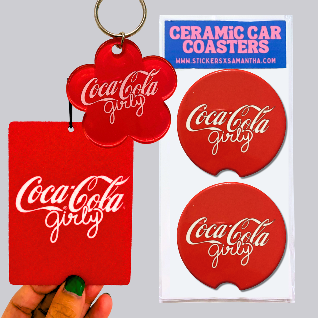 Cola Soda Girly Car Accessory Bundle