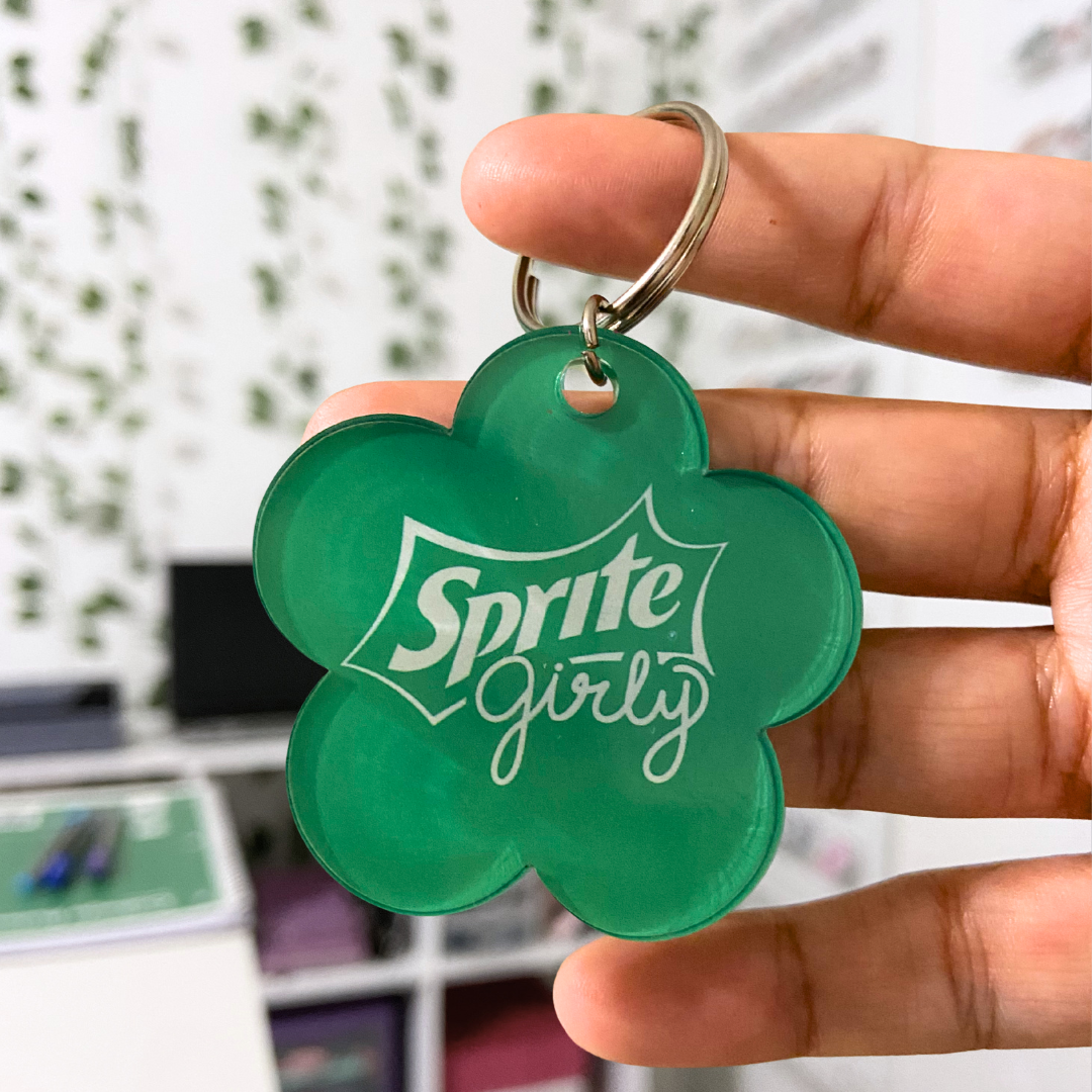 Soda Girly Floral Acrylic Keychain