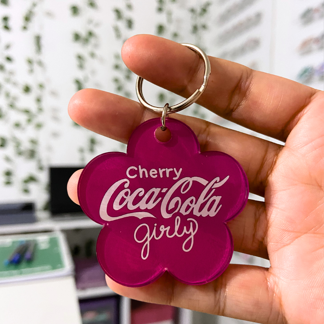Soda Girly Floral Acrylic Keychain