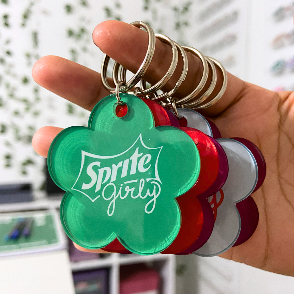 Soda Girly Floral Acrylic Keychain