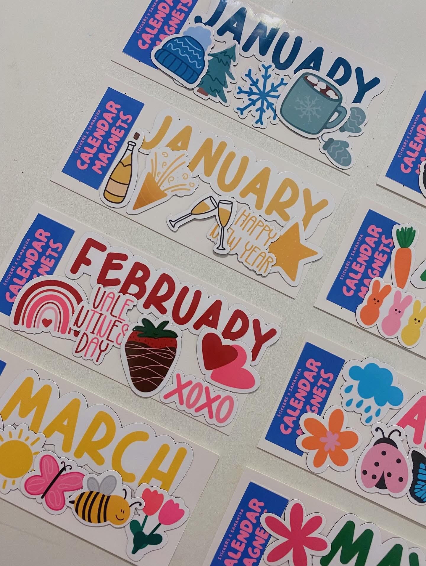 January New Year Calendar Magnets